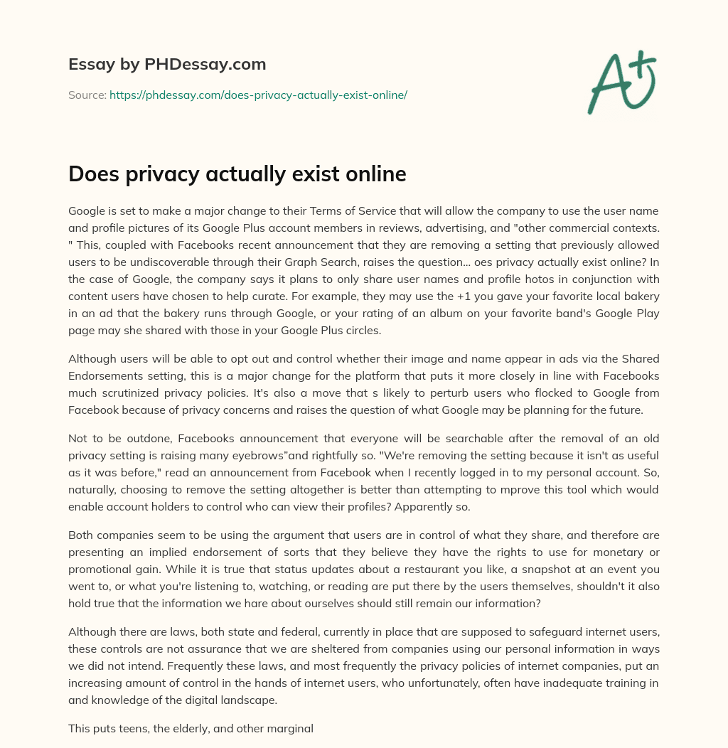 Does privacy actually exist online essay