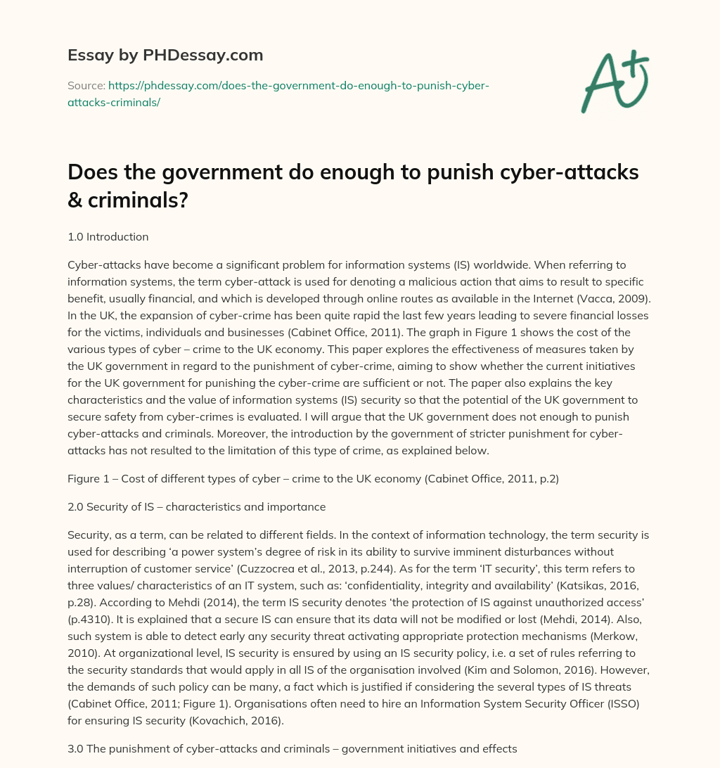 Does the government do enough to punish cyber-attacks & criminals? essay