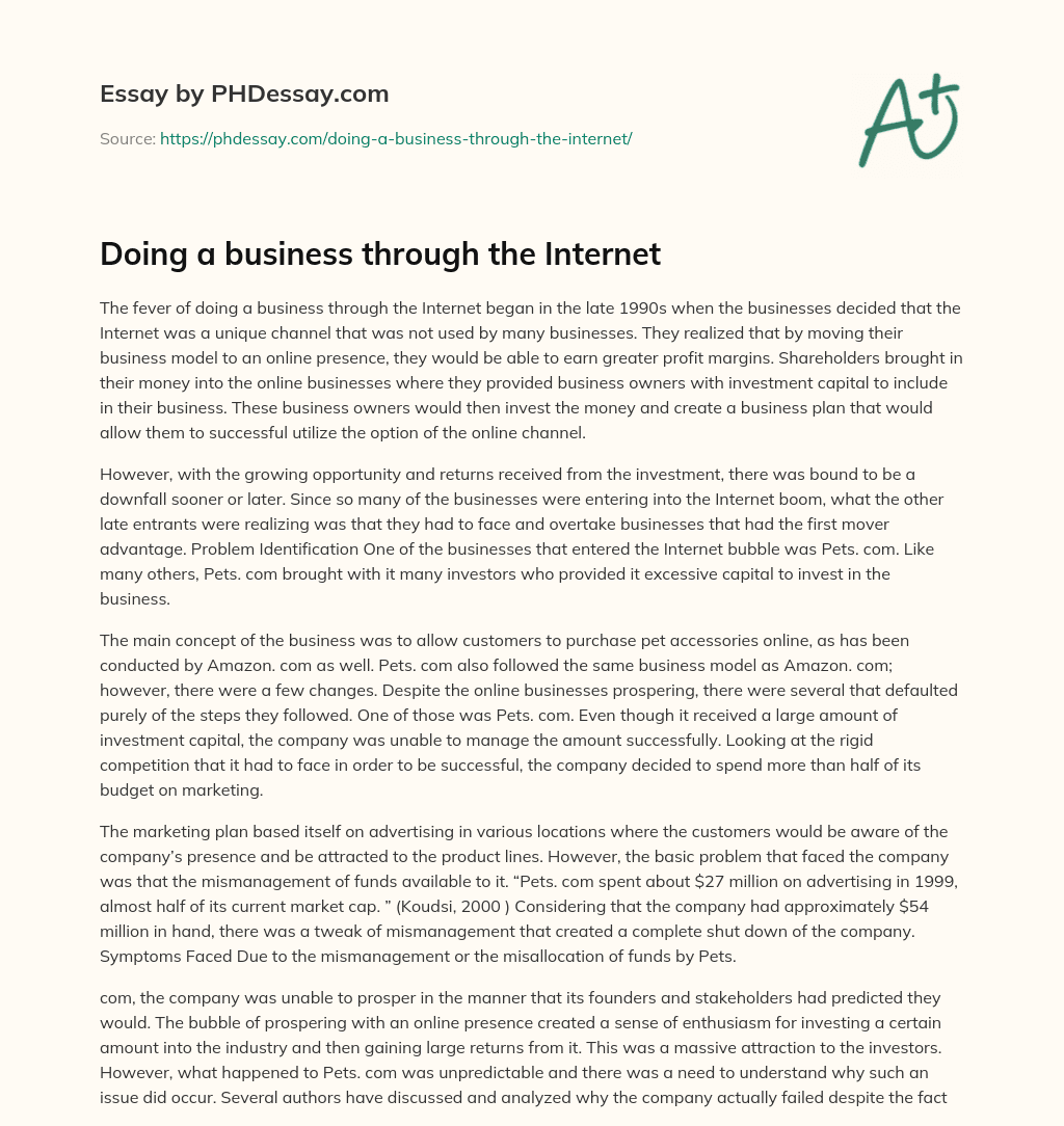 Doing a business through the Internet essay