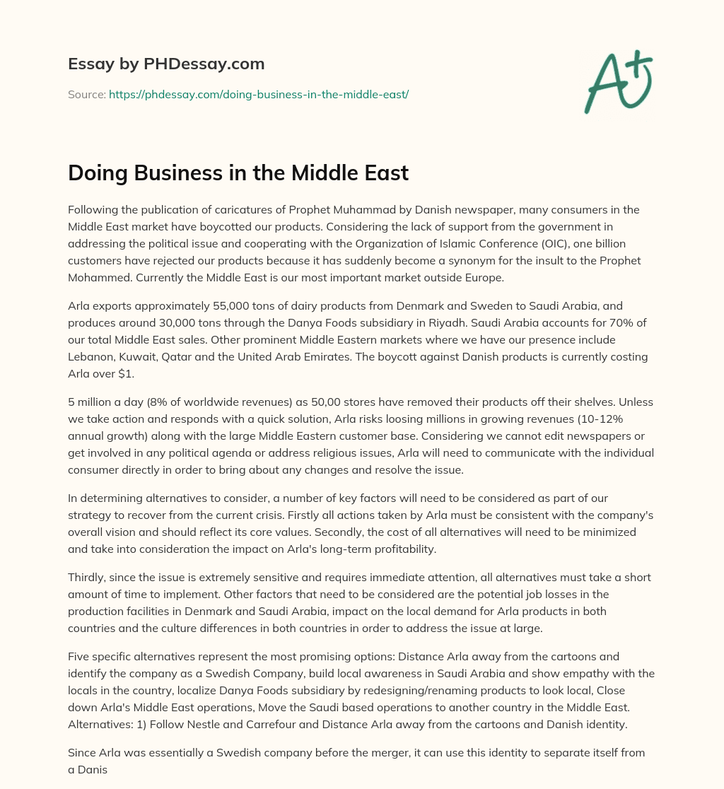 Doing Business in the Middle East essay