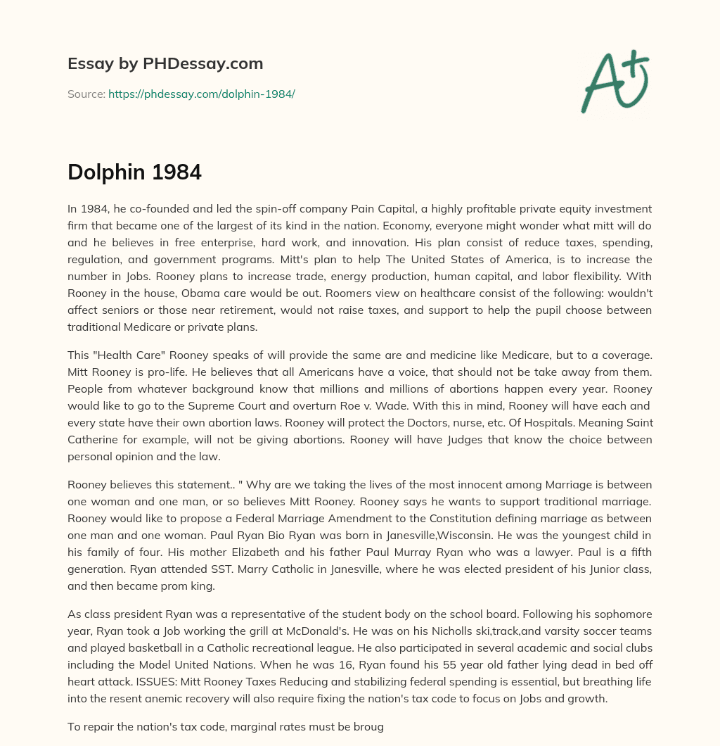 Dolphin 1984 essay