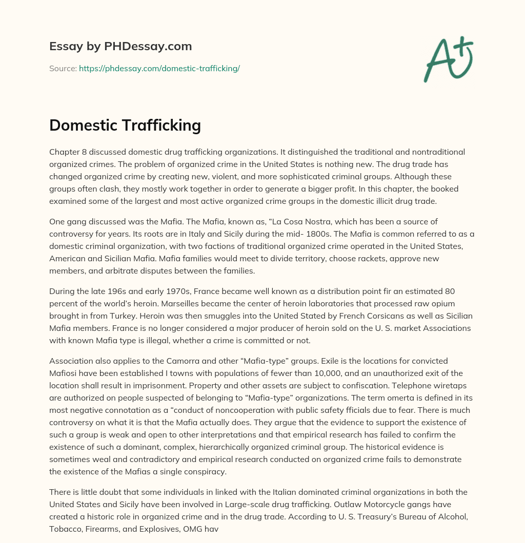 Domestic Trafficking essay