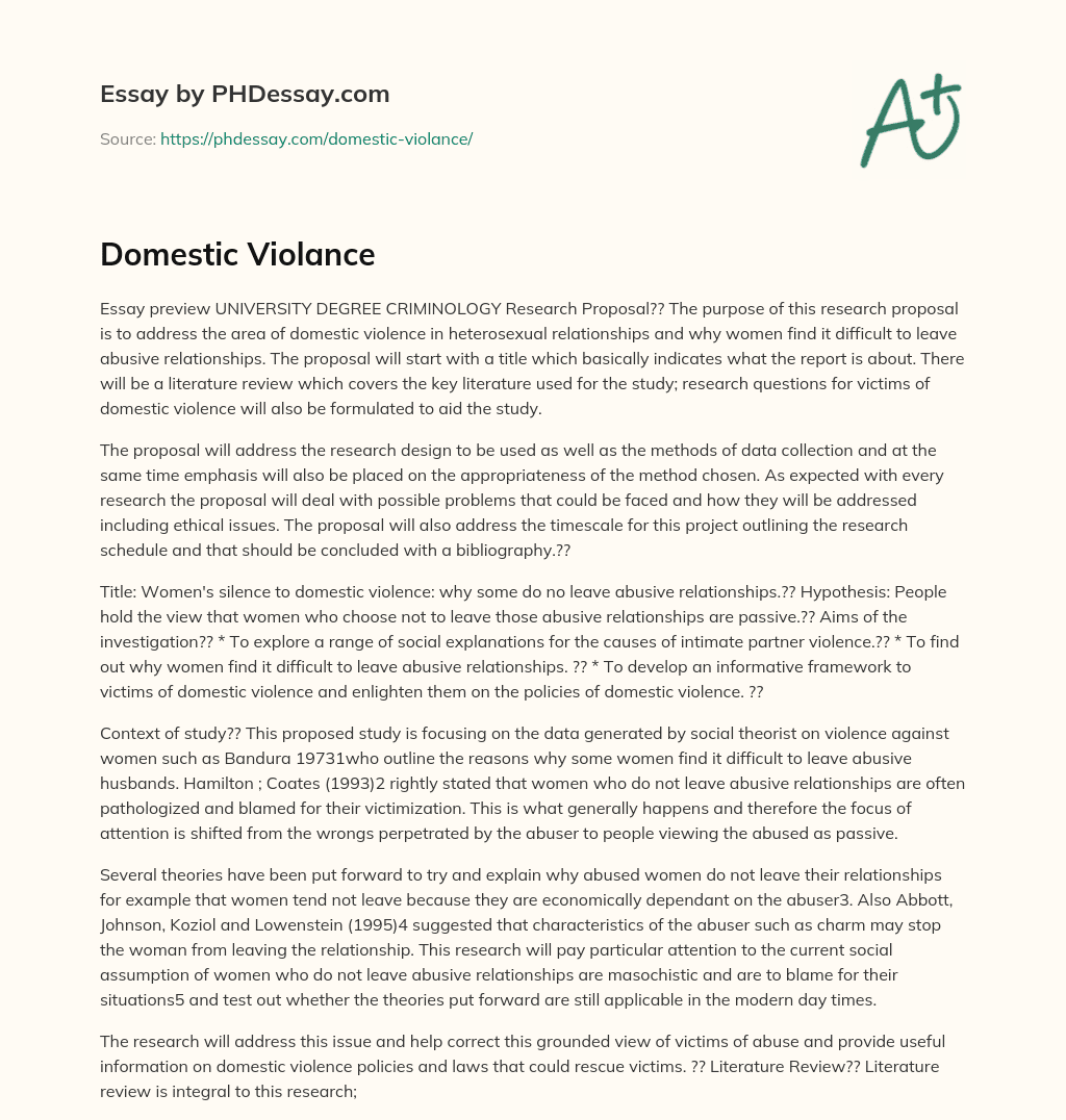 Domestic Violance essay