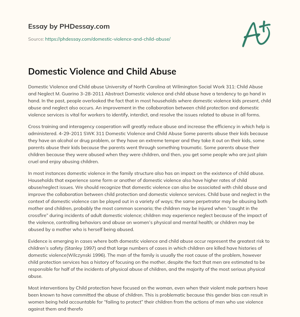 Domestic Violence and Child Abuse essay