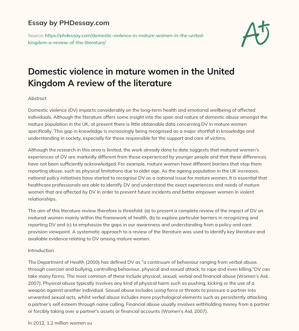 sample of literature review on domestic violence