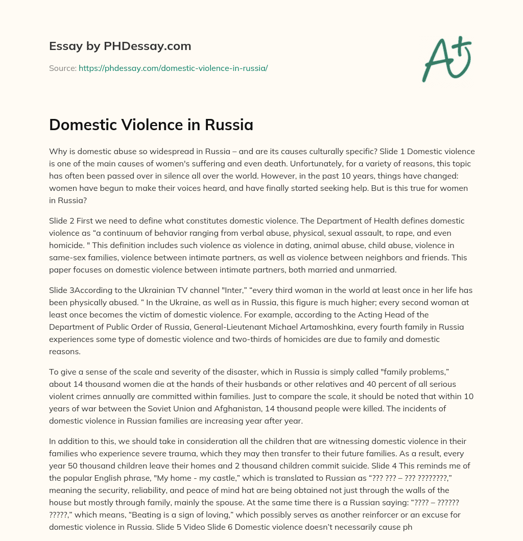 Domestic Violence in Russia essay