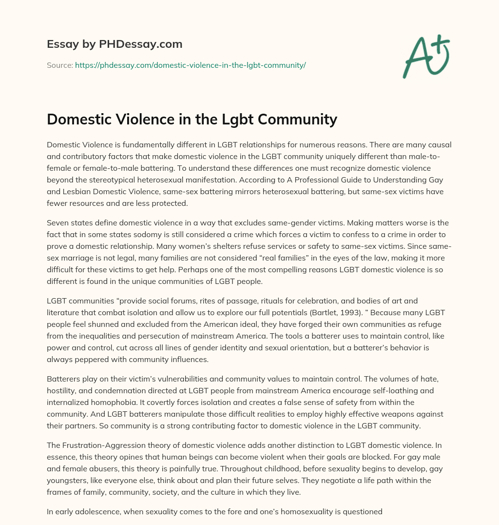 Domestic Violence in the Lgbt Community essay