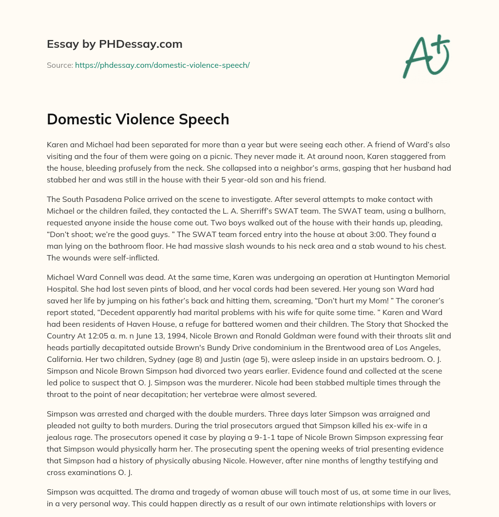 how to write a speech on domestic violence