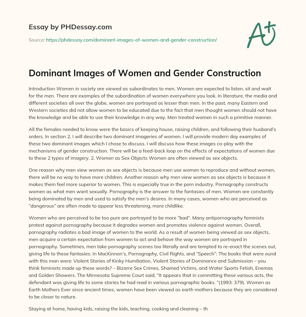 Dominant Images of Women and Gender Construction essay