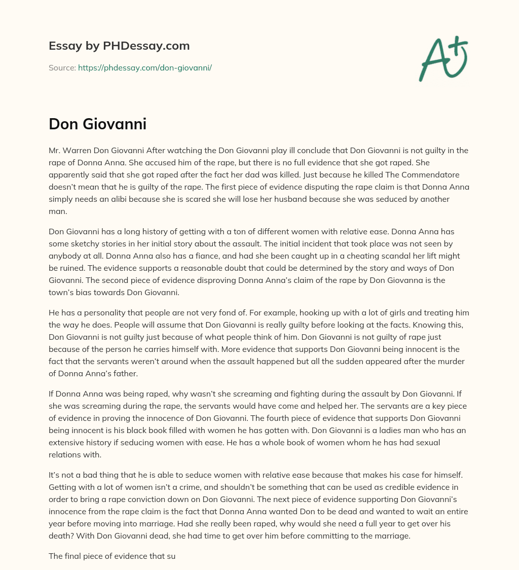 Don Giovanni essay
