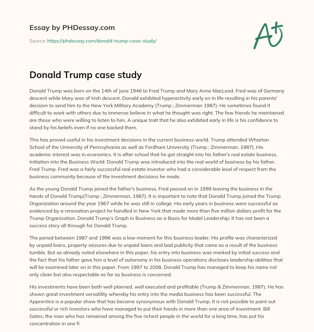 Donald Trump case study essay