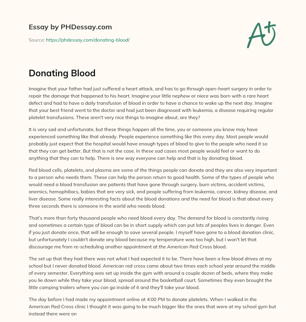 Donating Blood essay