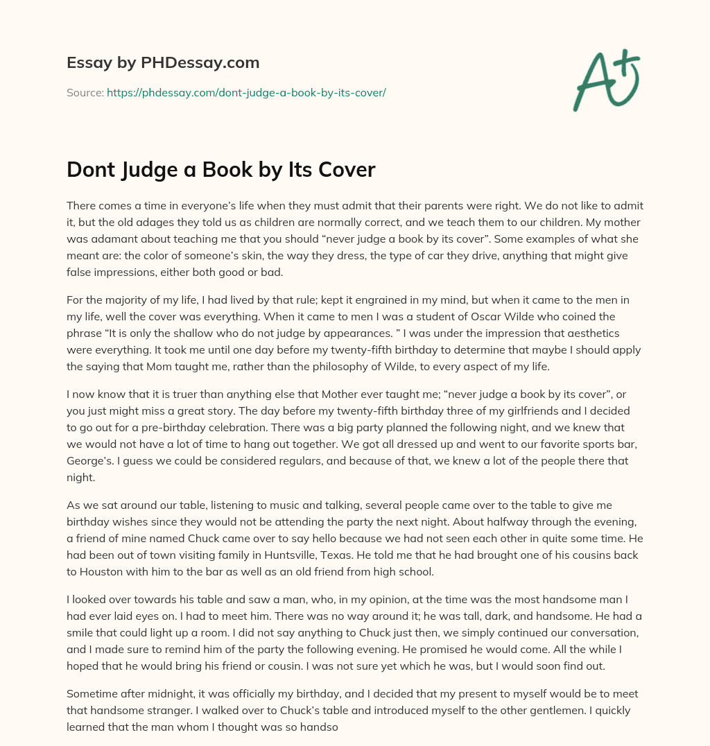 Dont Judge a Book by Its Cover essay
