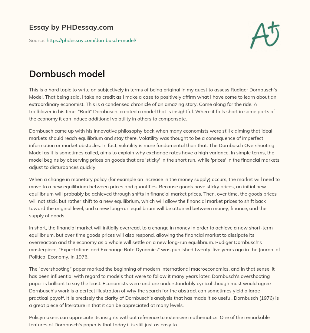 Dornbusch model essay