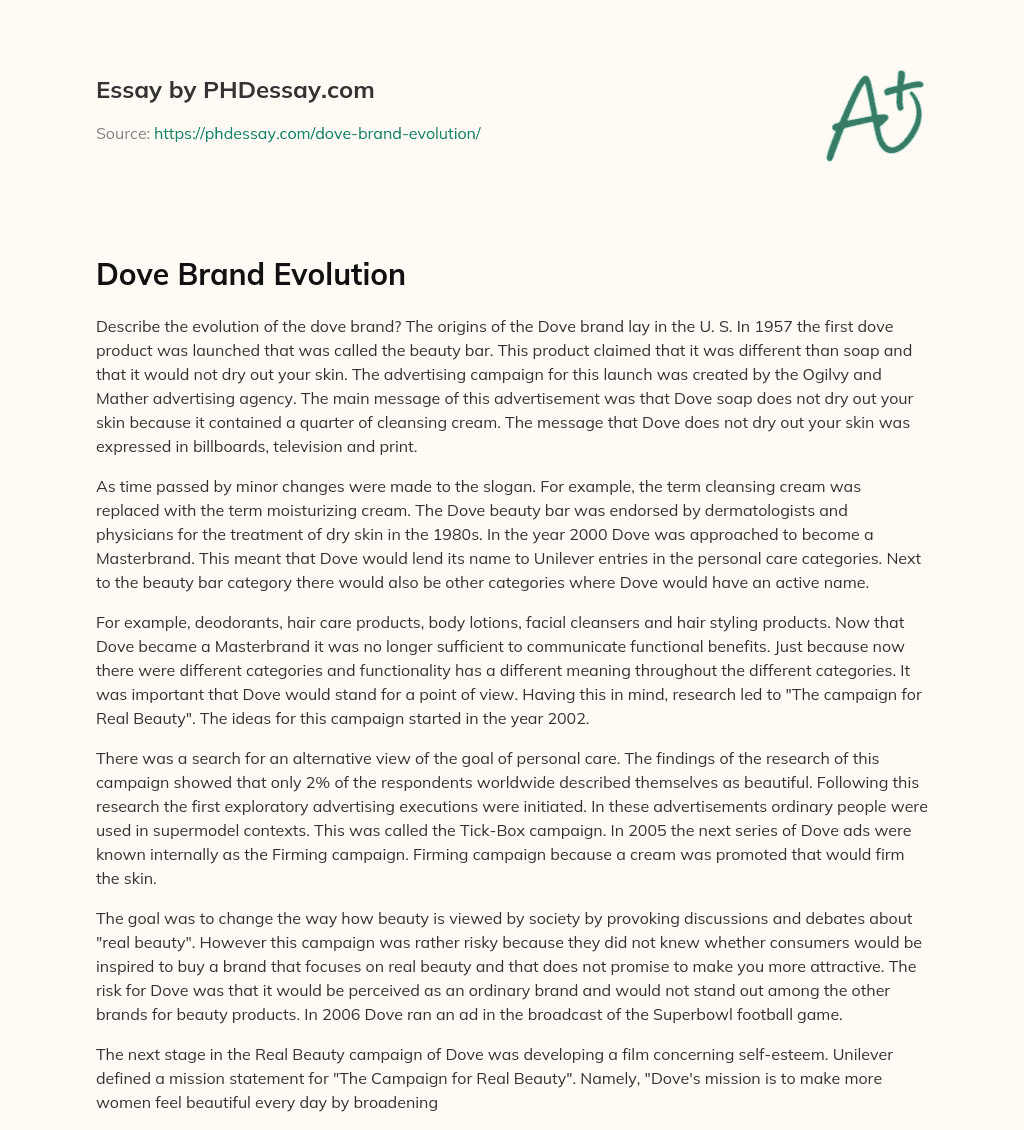 Dove Brand Evolution essay