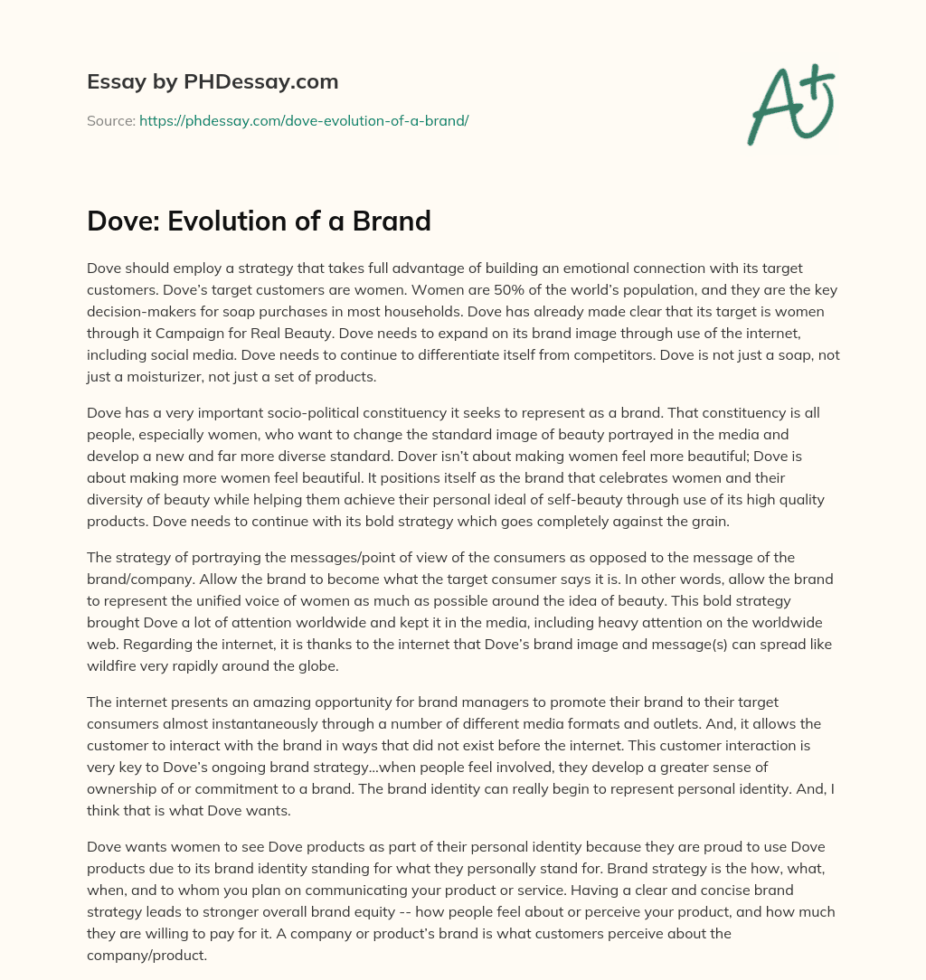 Dove: Evolution of a Brand essay