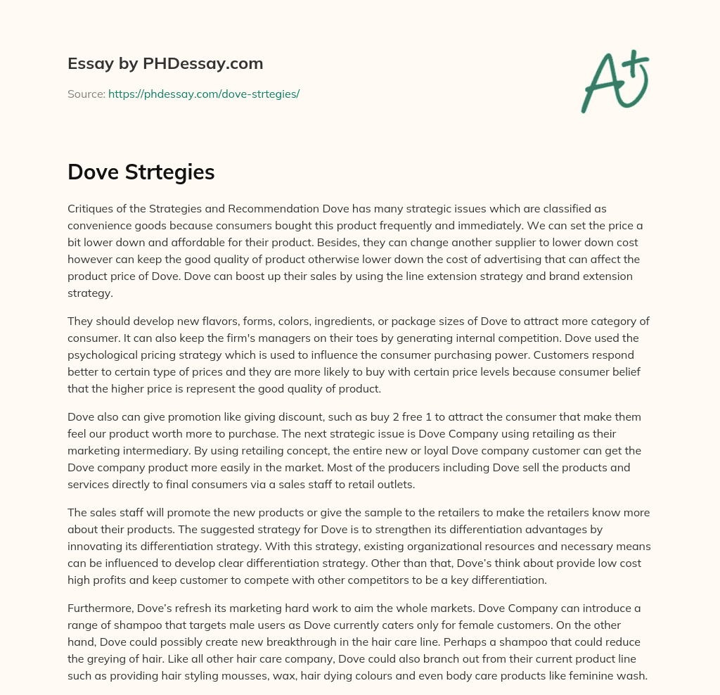 Dove Strtegies essay