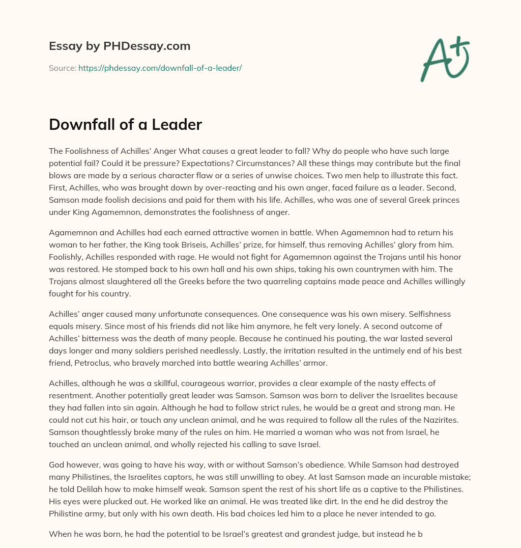 Downfall of a Leader essay