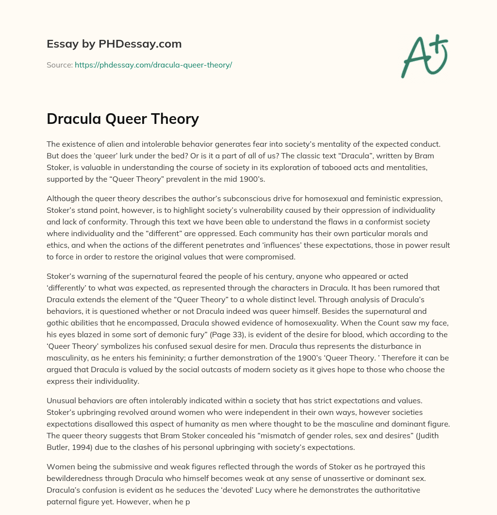 Dracula Queer Theory essay