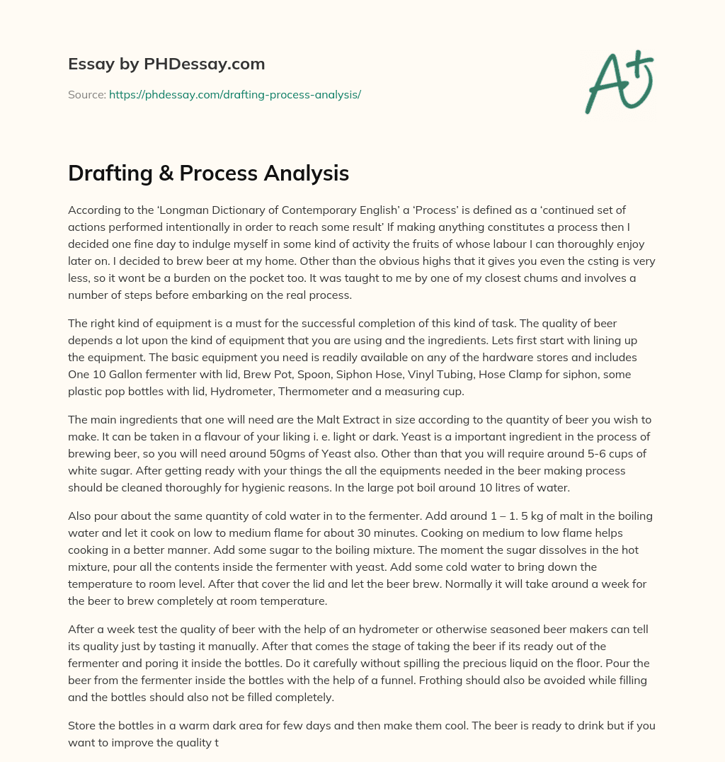 Drafting & Process Analysis essay