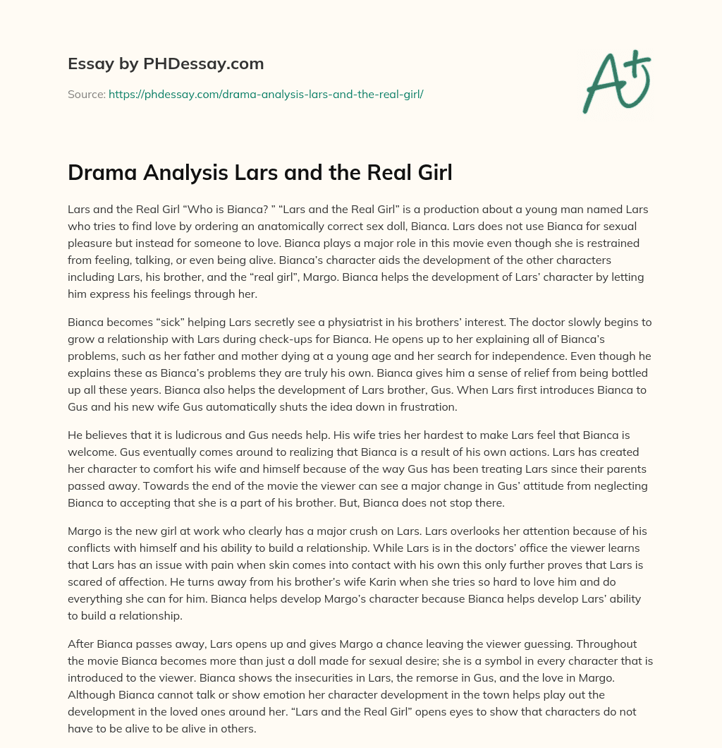 Drama Analysis Lars and the Real Girl essay