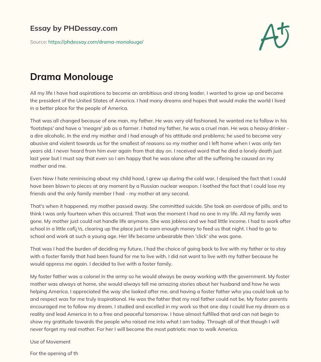Drama Monolouge essay