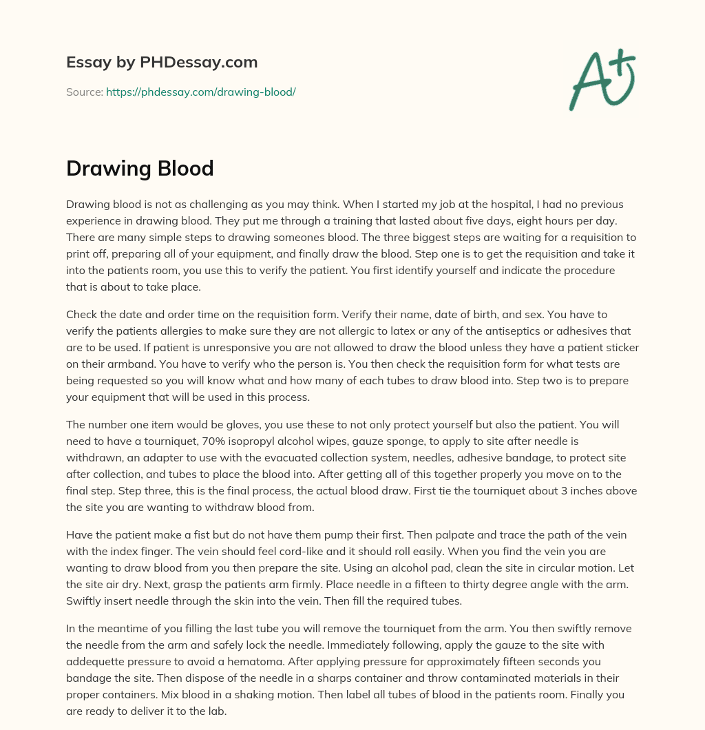 Drawing Blood essay
