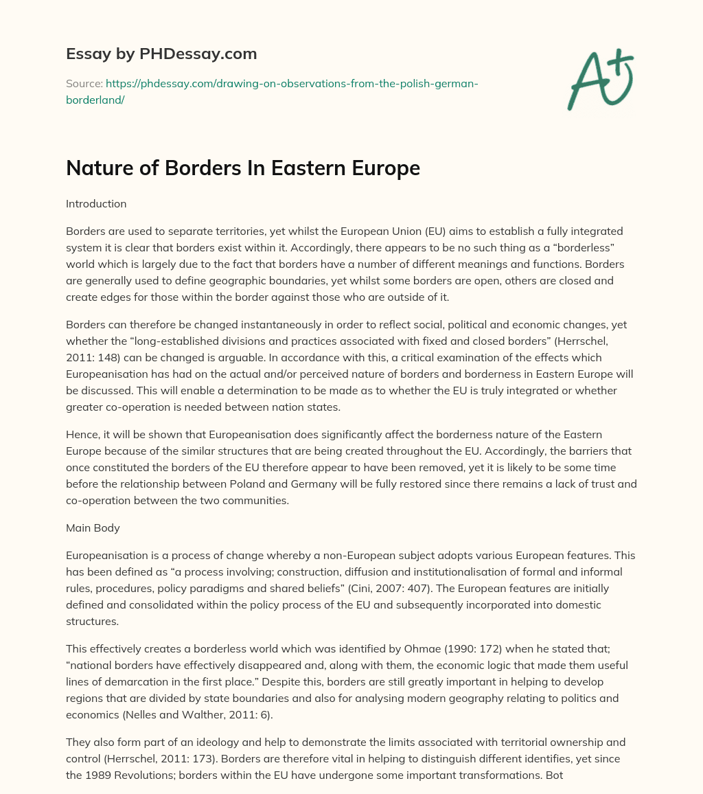 Nature of Borders In Eastern Europe essay