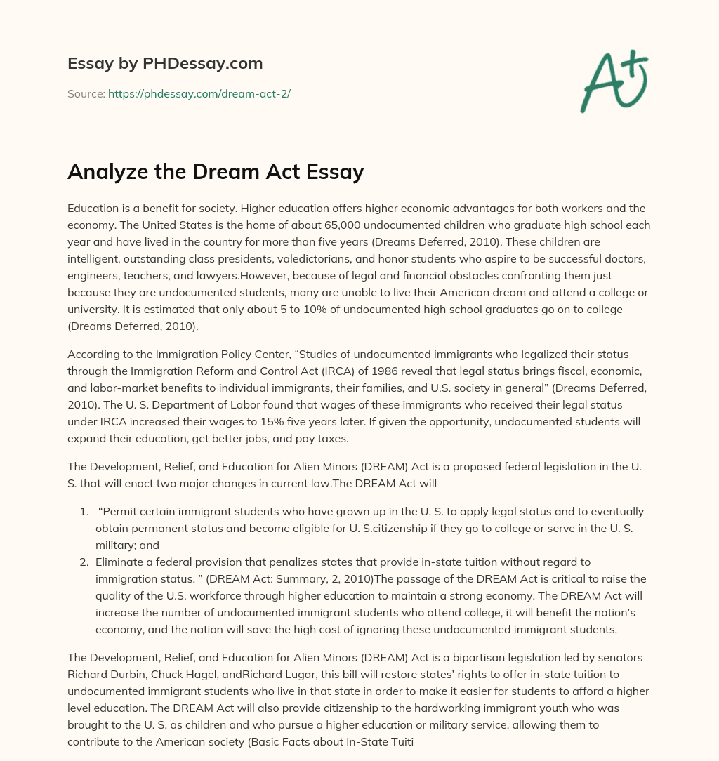 The Importance of Higher Education for Undocumented Students in the United States essay