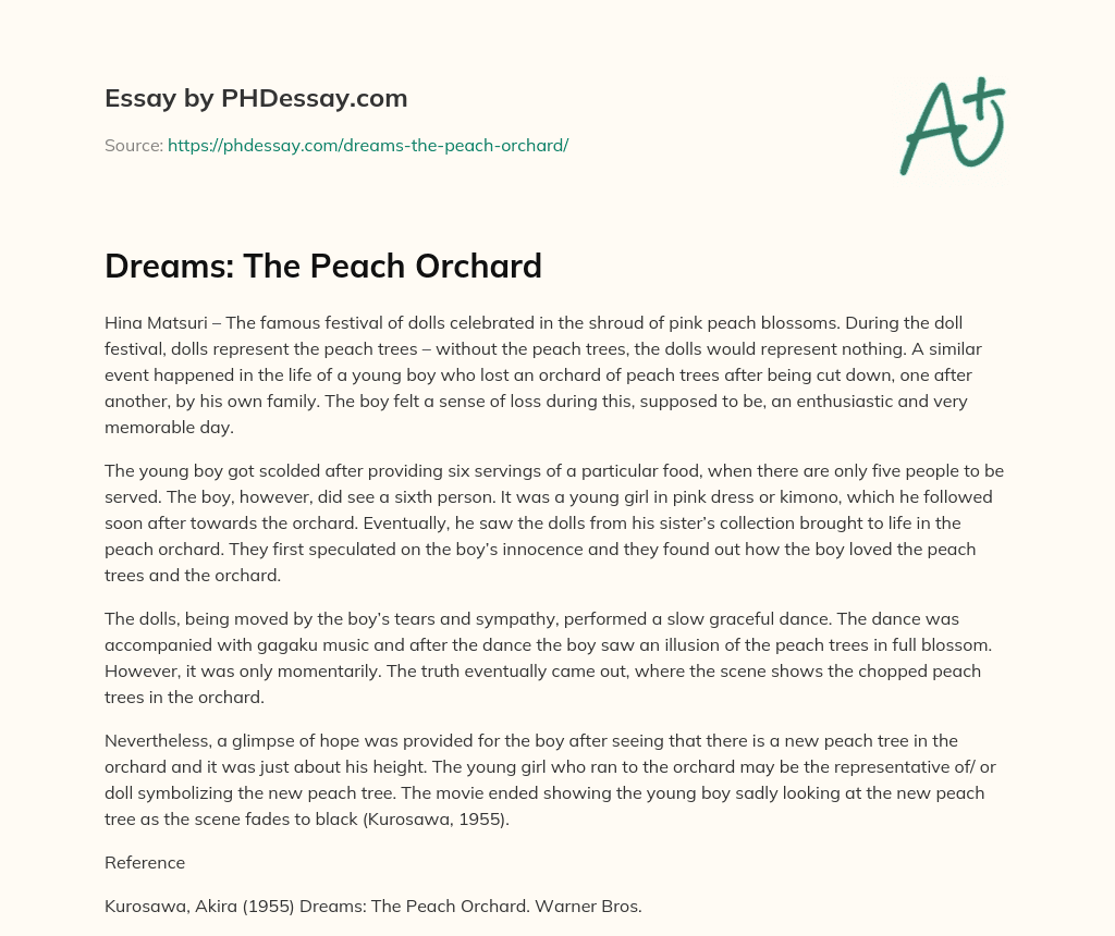 Dreams: The Peach Orchard essay