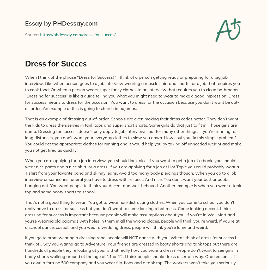 Dress for Succes essay
