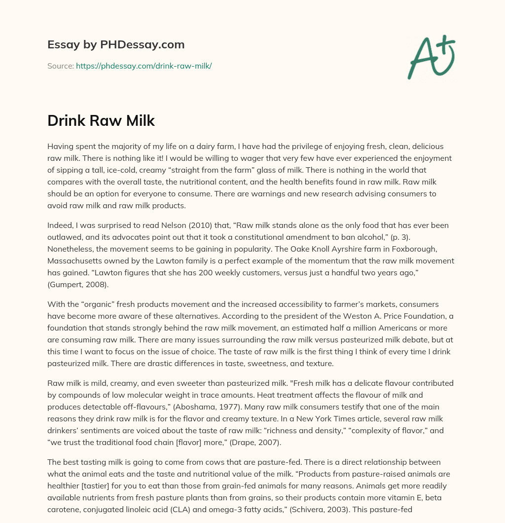 Drink Raw Milk essay