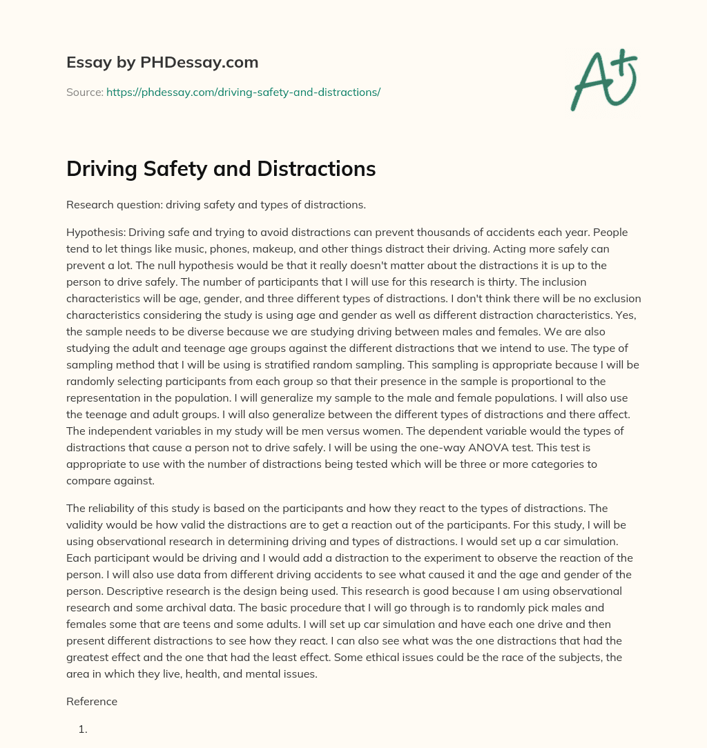 safety driving essay