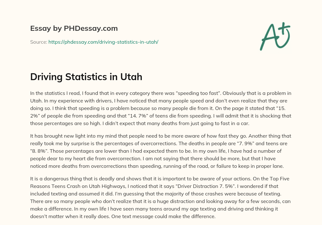 Driving Statistics in Utah essay