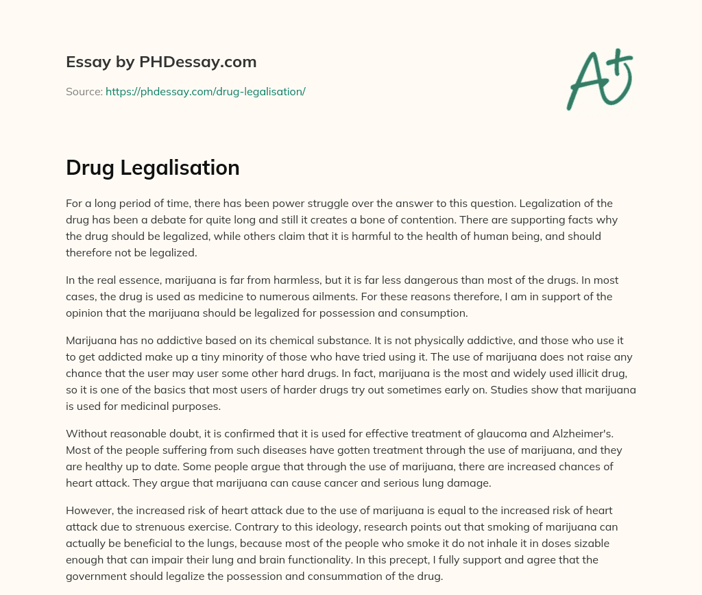 Drug Legalisation essay