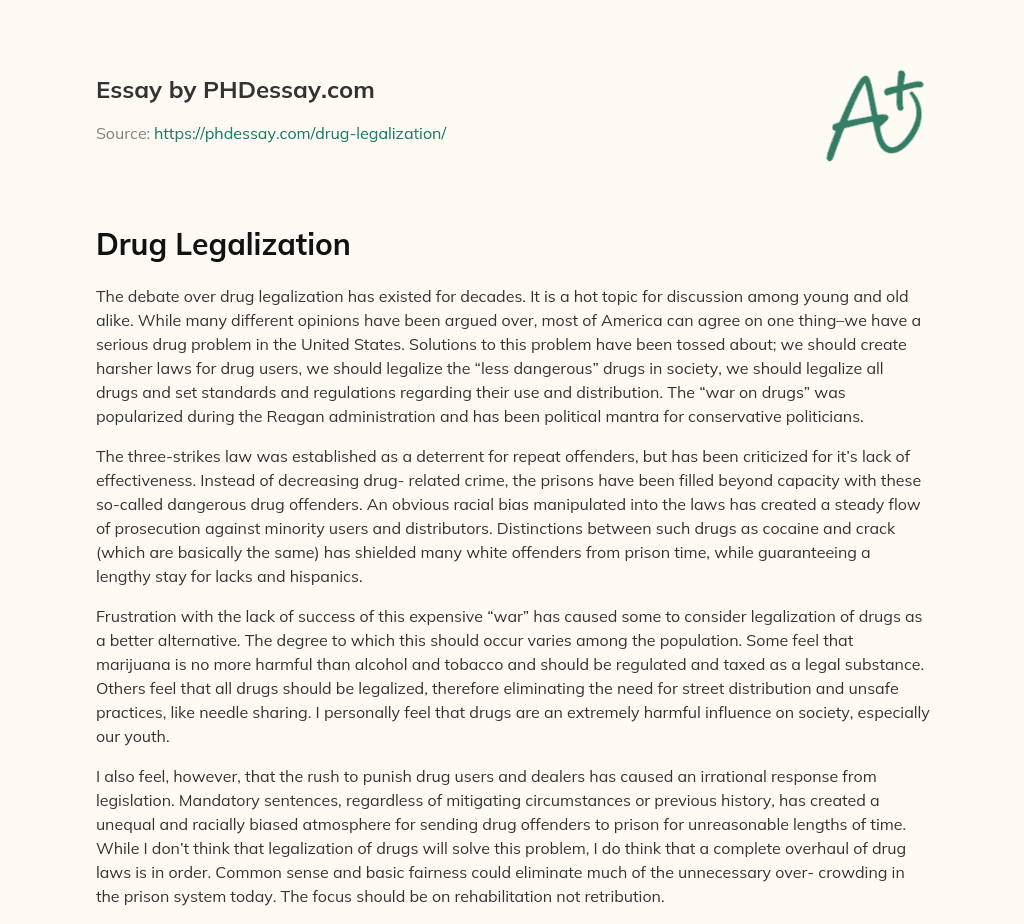 Drug Legalization essay