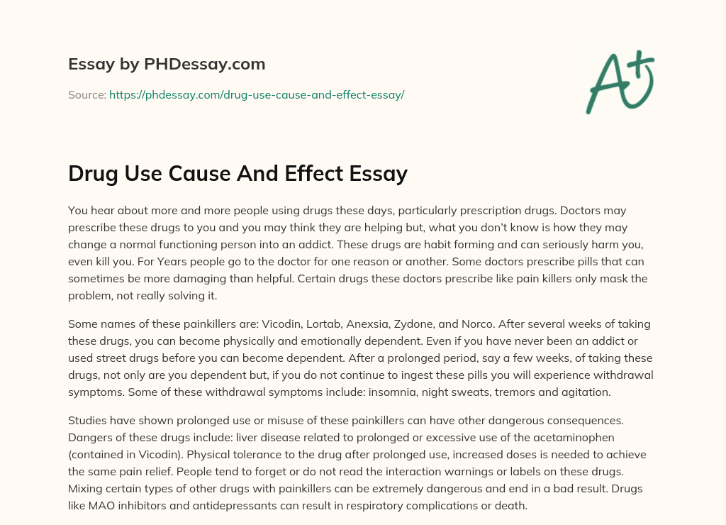 cause and effect essay about drugs