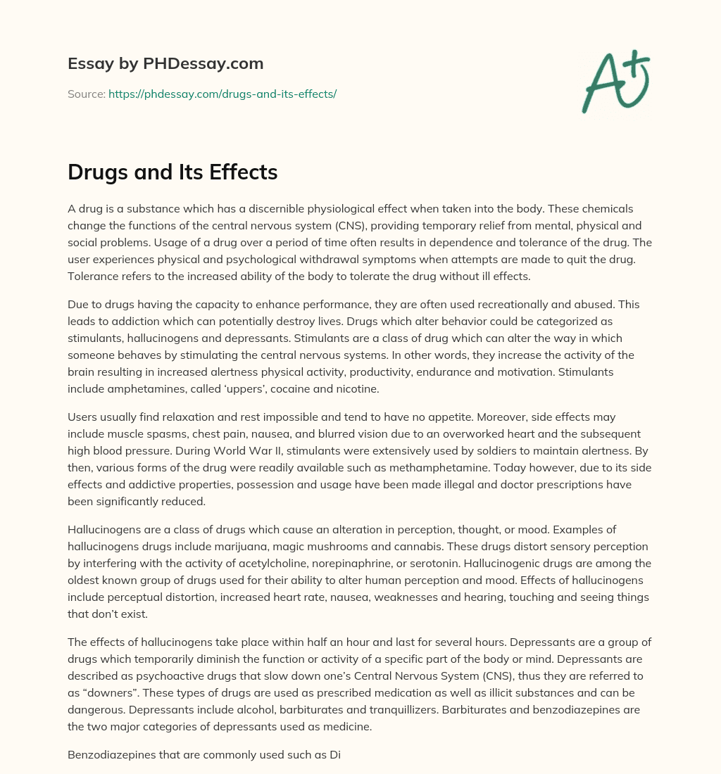 effects of using drugs essay