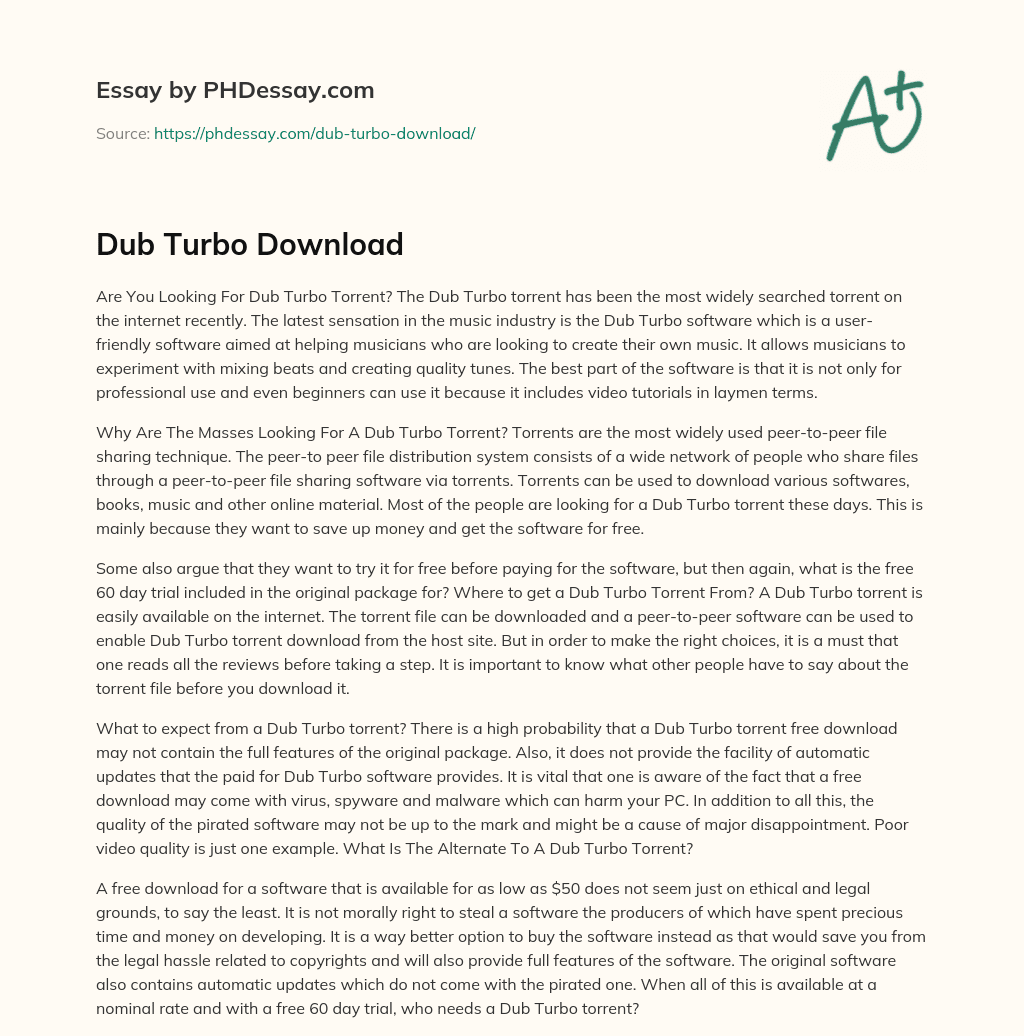 Dub Turbo Download essay
