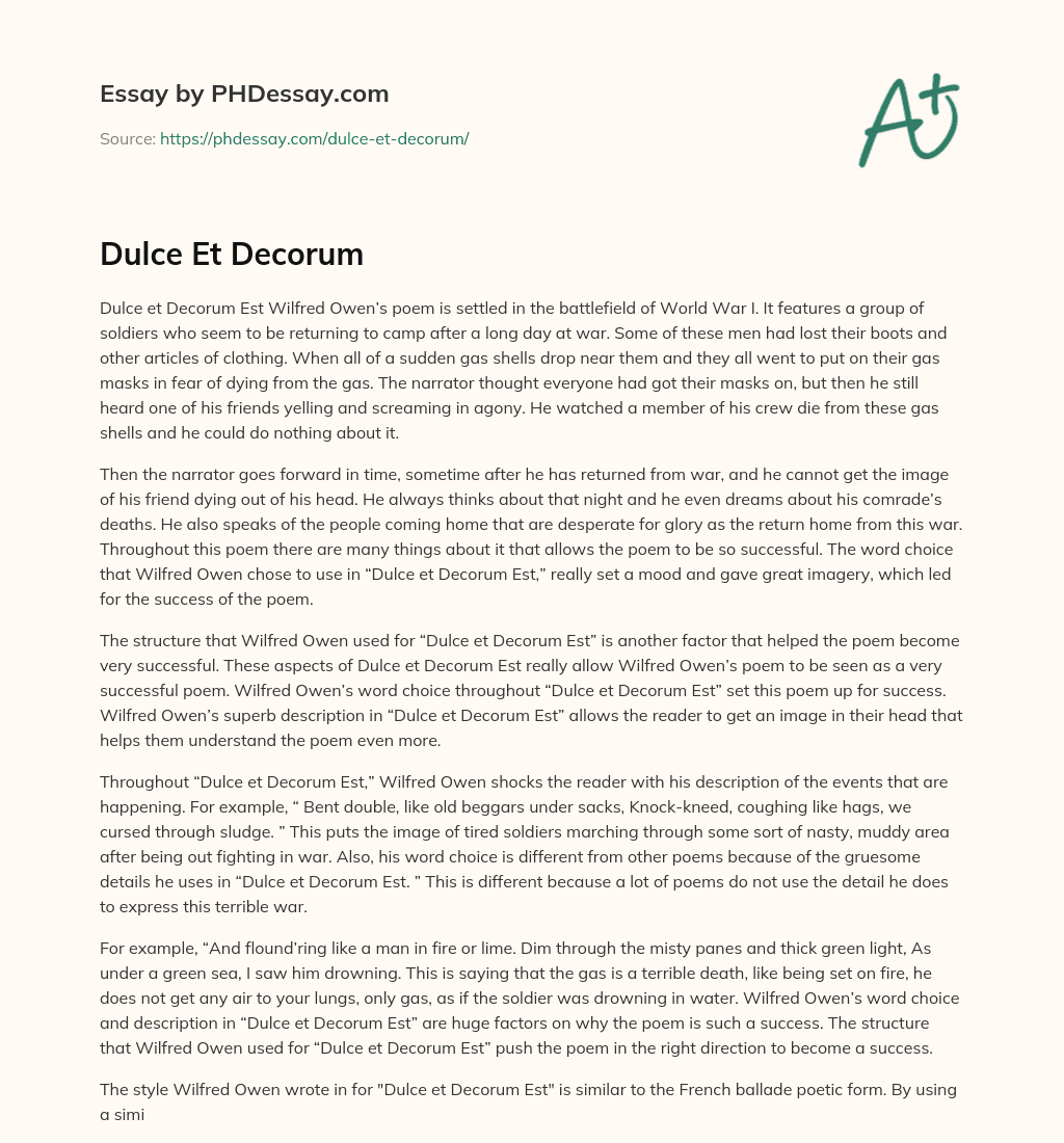 Dulce Et Decorum essay