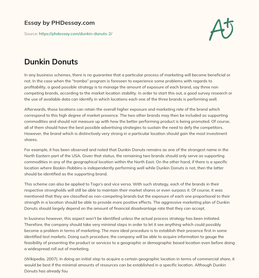 Dunkin Donuts essay