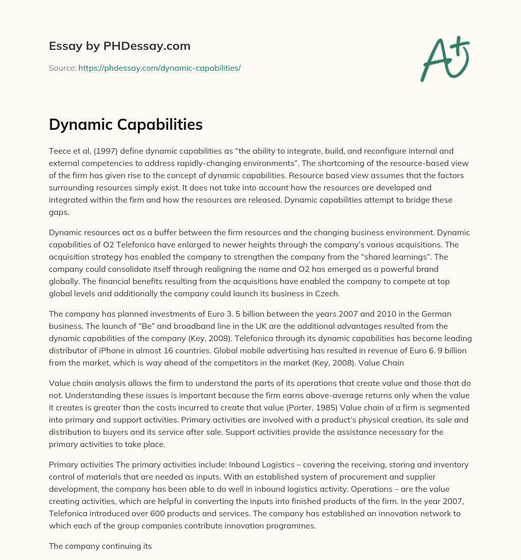 Dynamic Capabilities essay