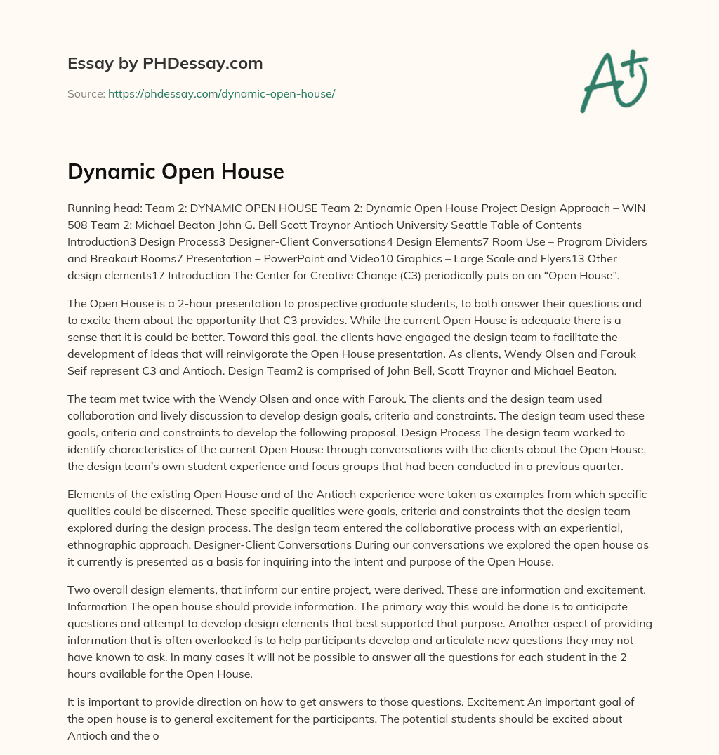 Dynamic Open House essay