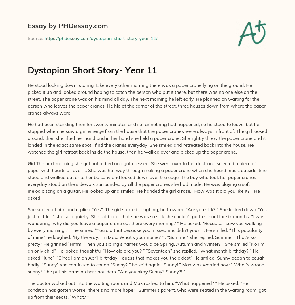 dystopian short story assignment