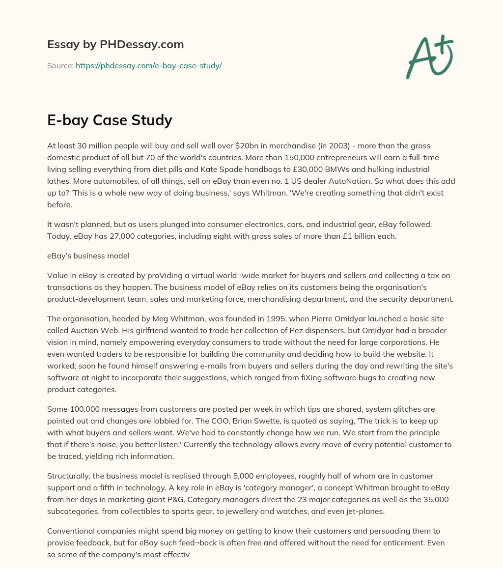 E-bay Case Study essay