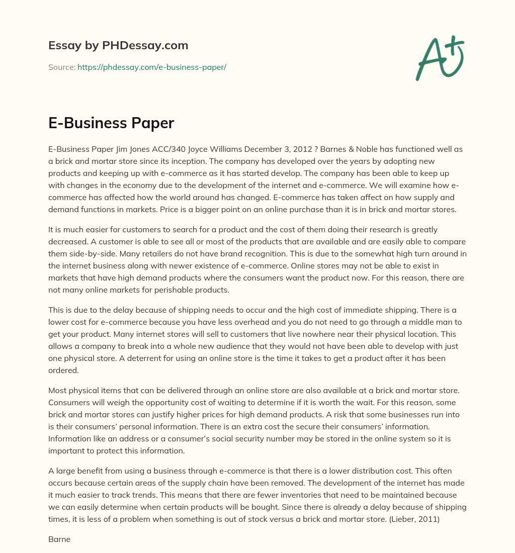 E-Business Paper essay