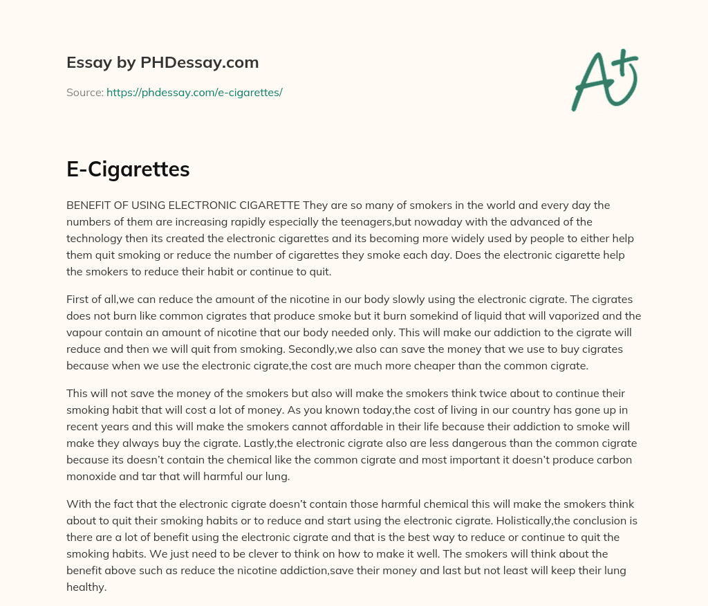 E-Cigarettes essay
