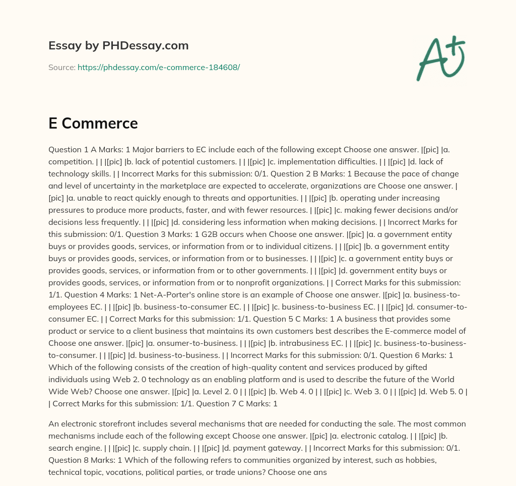 Main barriers and trends in electronic commerce essay