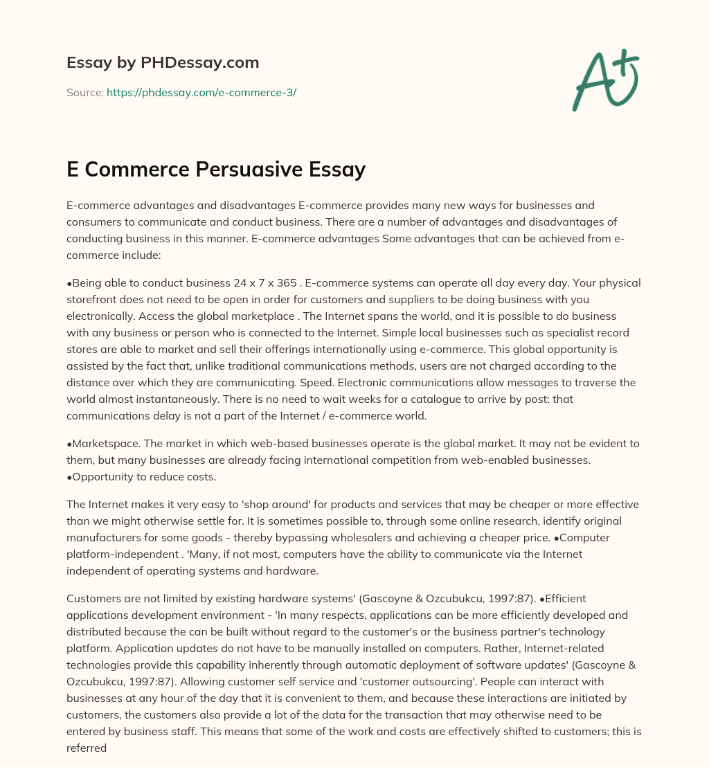 argumentative essay about e commerce