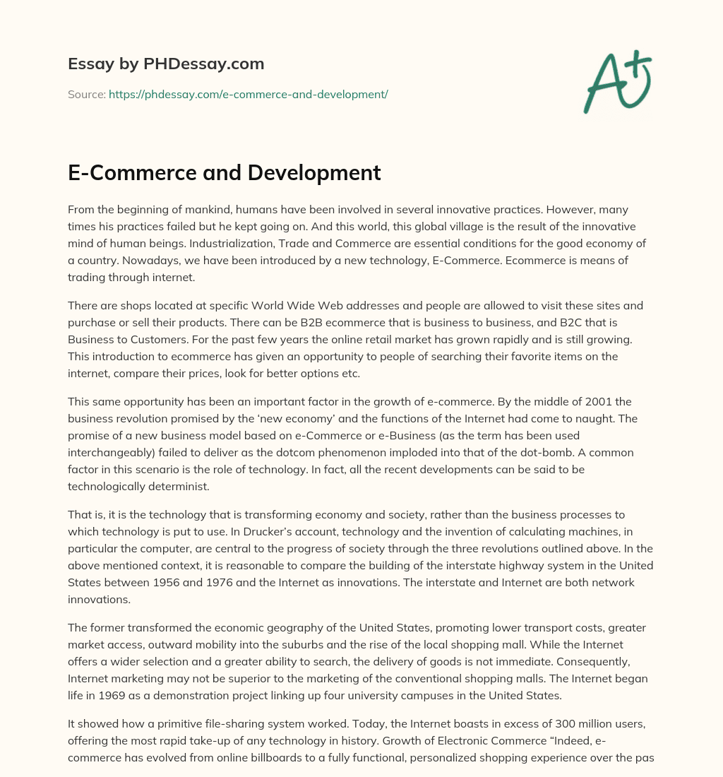 E-Commerce and Development essay